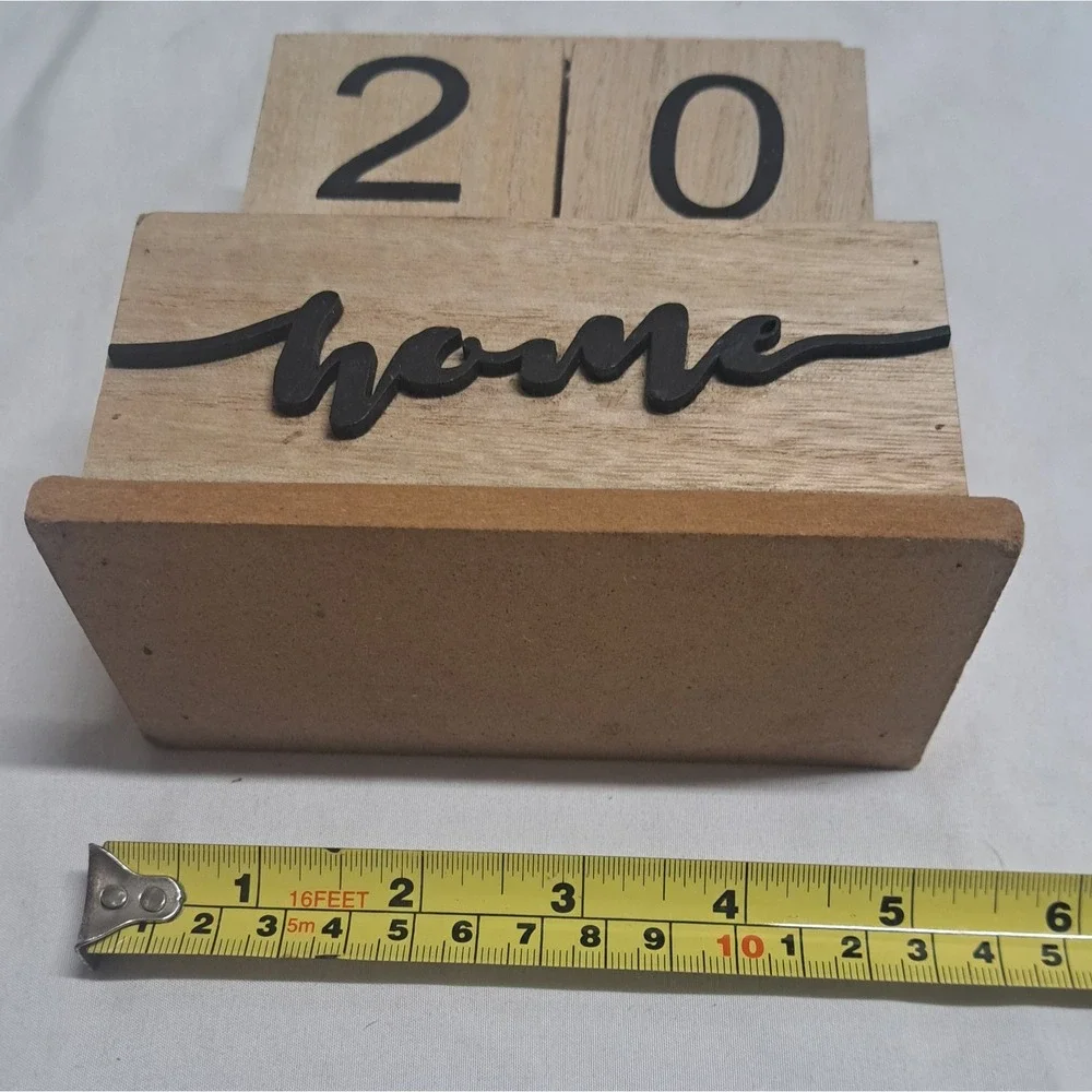 Wood Perpetual Block Calendar Farmhouse Desk Decor Home Rustic